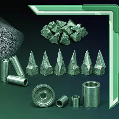 Tungsten carbide wear parts: saw tips, mining buttons, drawing dies and nozzles